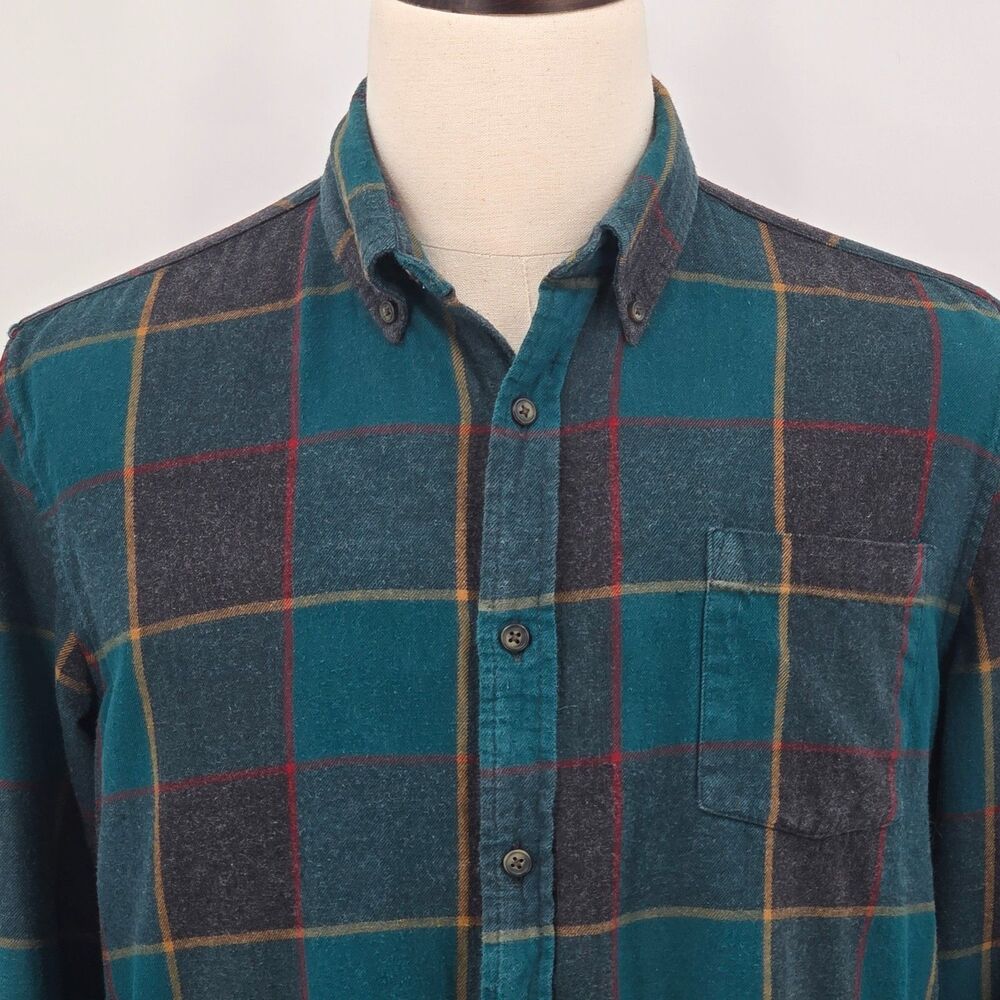 St. John's Bay Flannel Shirt Men's L Blue Plaid Single Pocket